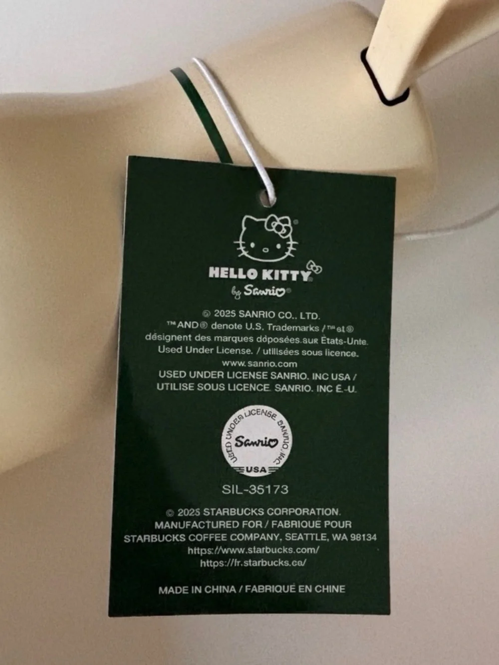 Hello Kitty Dark Green Tag with White Logo
